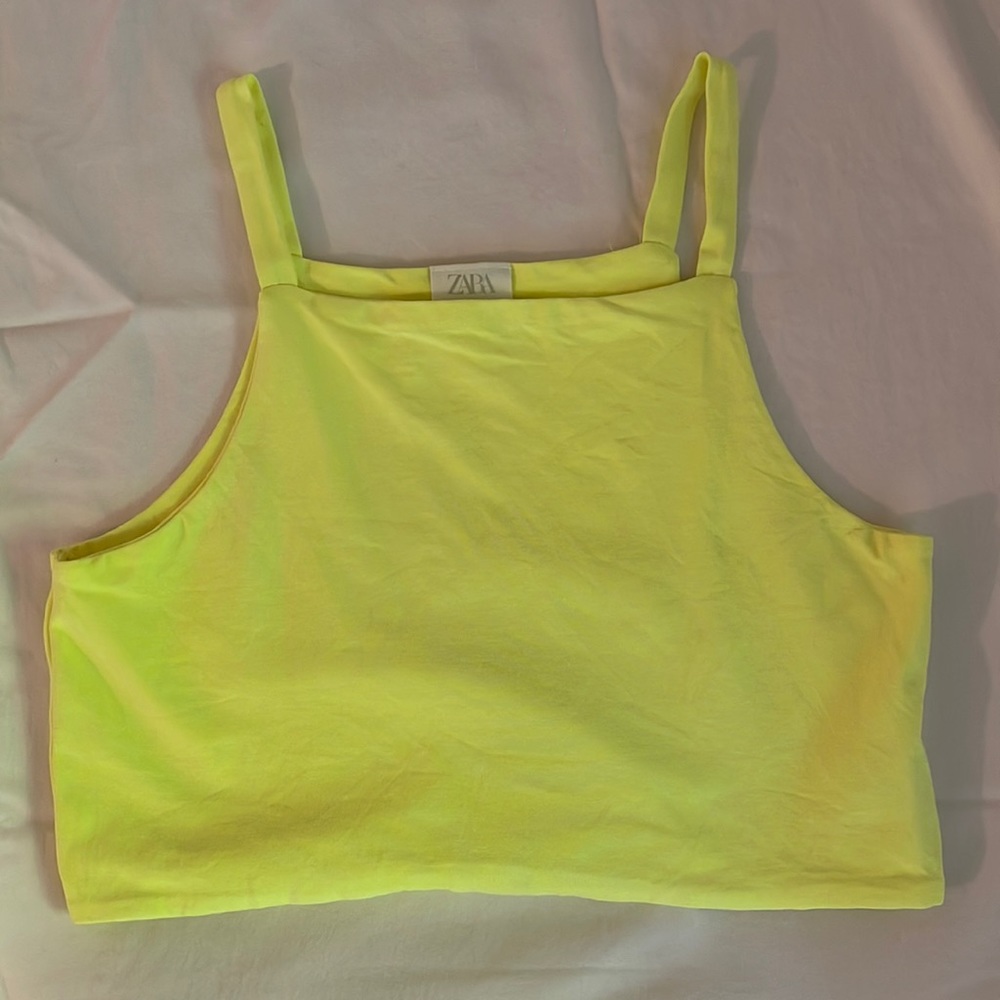 Zara yellow tank top, cropped